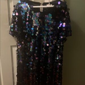 Black Sequin Dress with Multicolor Accents